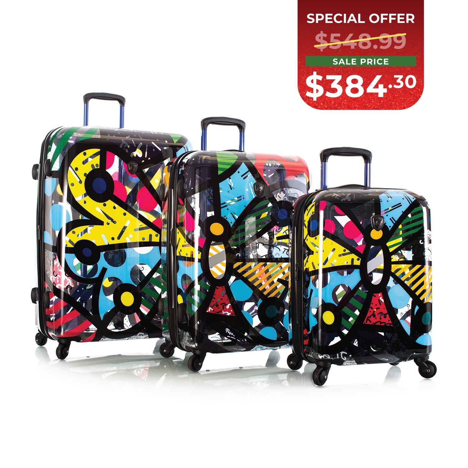 BLACK FRIDAY DOOR CRASHER 2025 - Britto - Butterfly Transparent 3 Piece Luggage Set - The Art of Modern Travel™