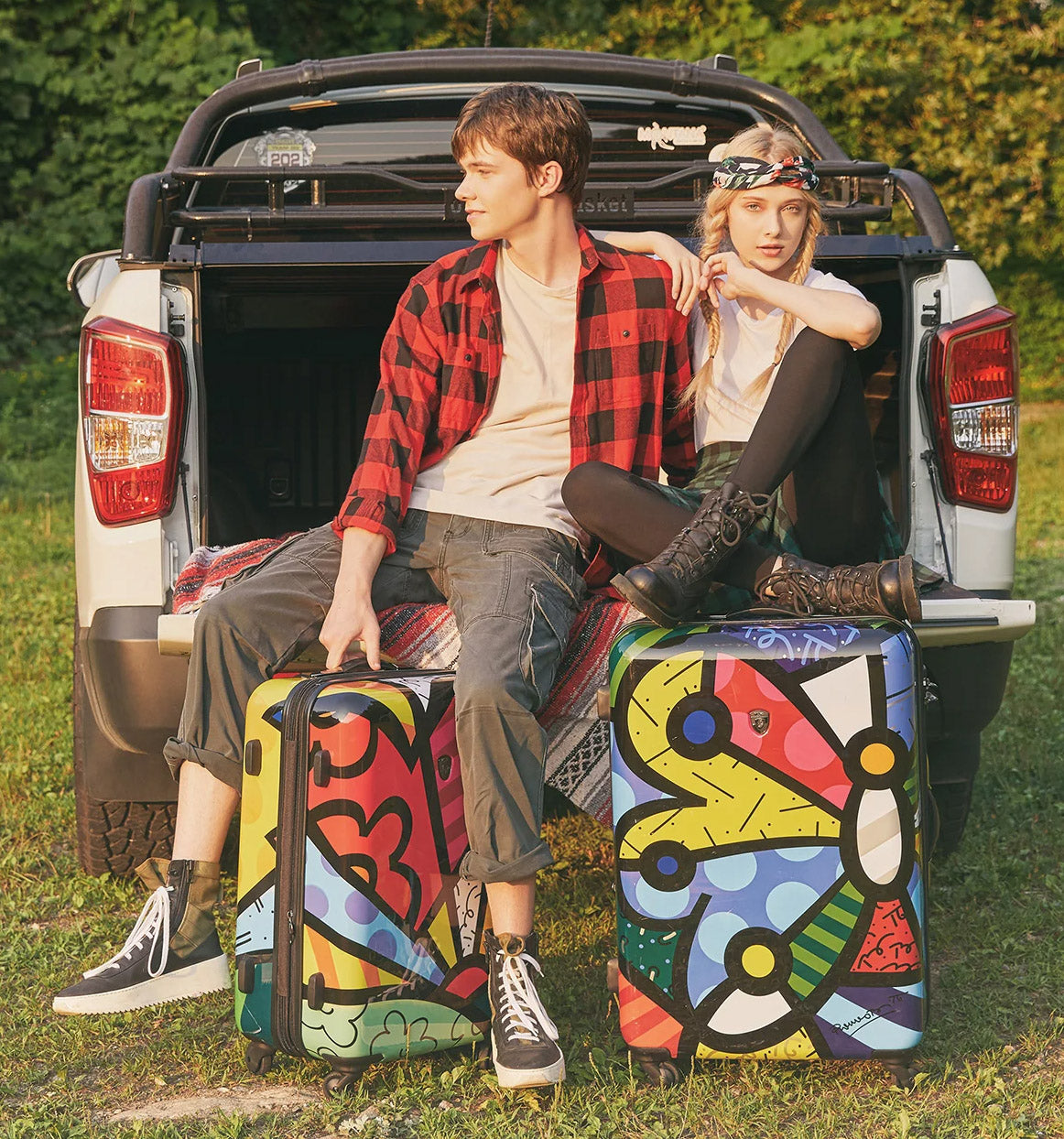 Models displaying Heys Luggage Collection - Britto Creator.
