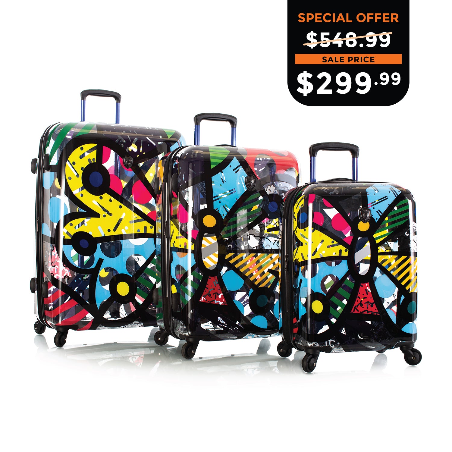 Britto - Butterfly Transparent 3 Piece Luggage Set - The Art of Modern Travel™