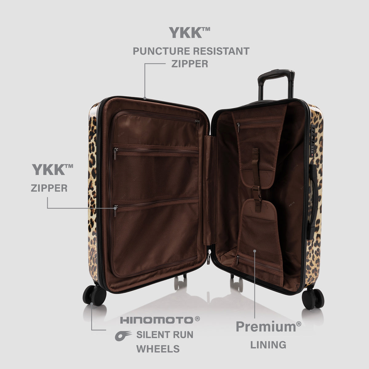 Elite Fashion Spinner® - Brown Leopard 3 Piece Luggage Set
